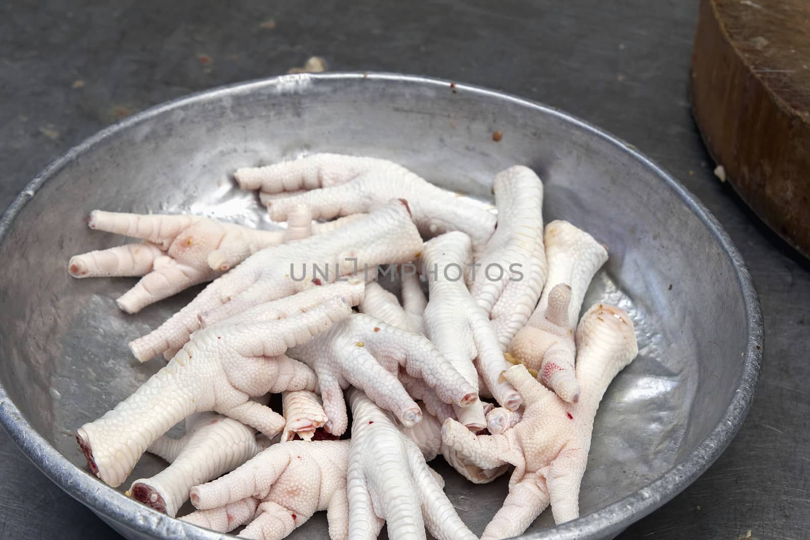Raw Chicken Feet Claws at Southeast Asia Wet Market Closeup