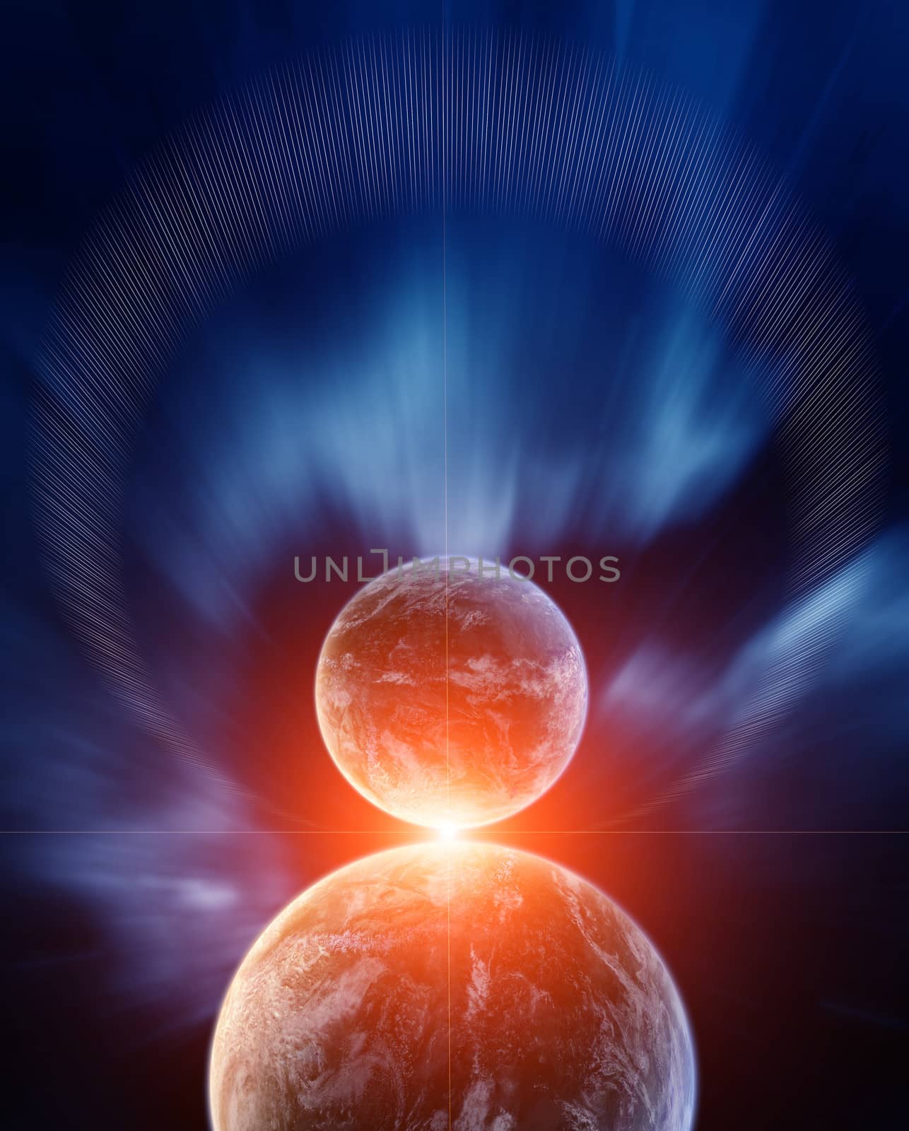 Planets with Sunrise and Background Nebula by EnricoAgostoni