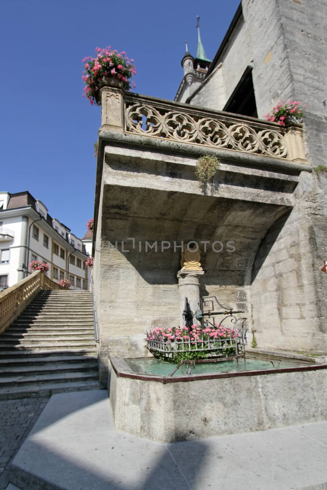 Fountain at Estavayer-le-Lac, Switzerland. by Elenaphotos21