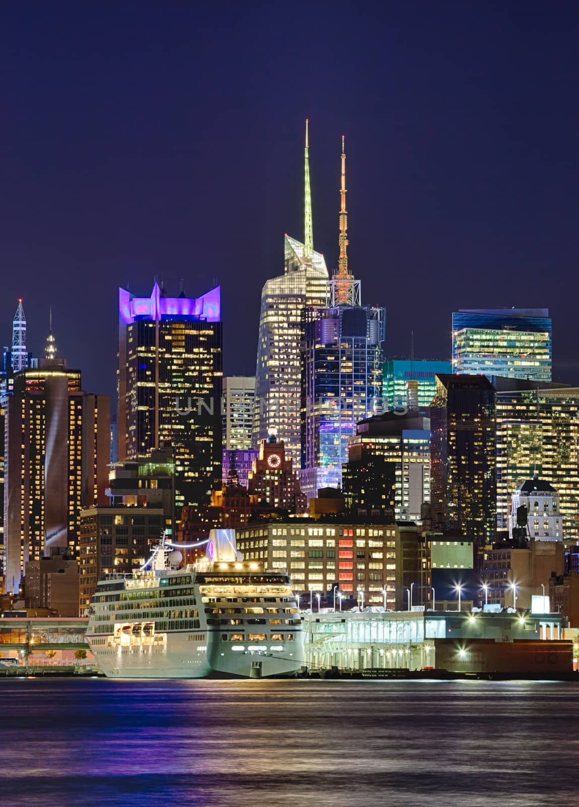 New York City Uptown skyline in the night
