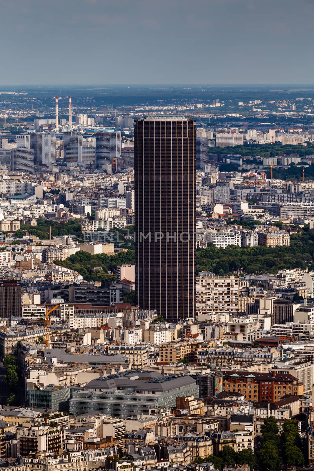 Aerial View on Paris and Montparnasse from Eiffel Tower, France