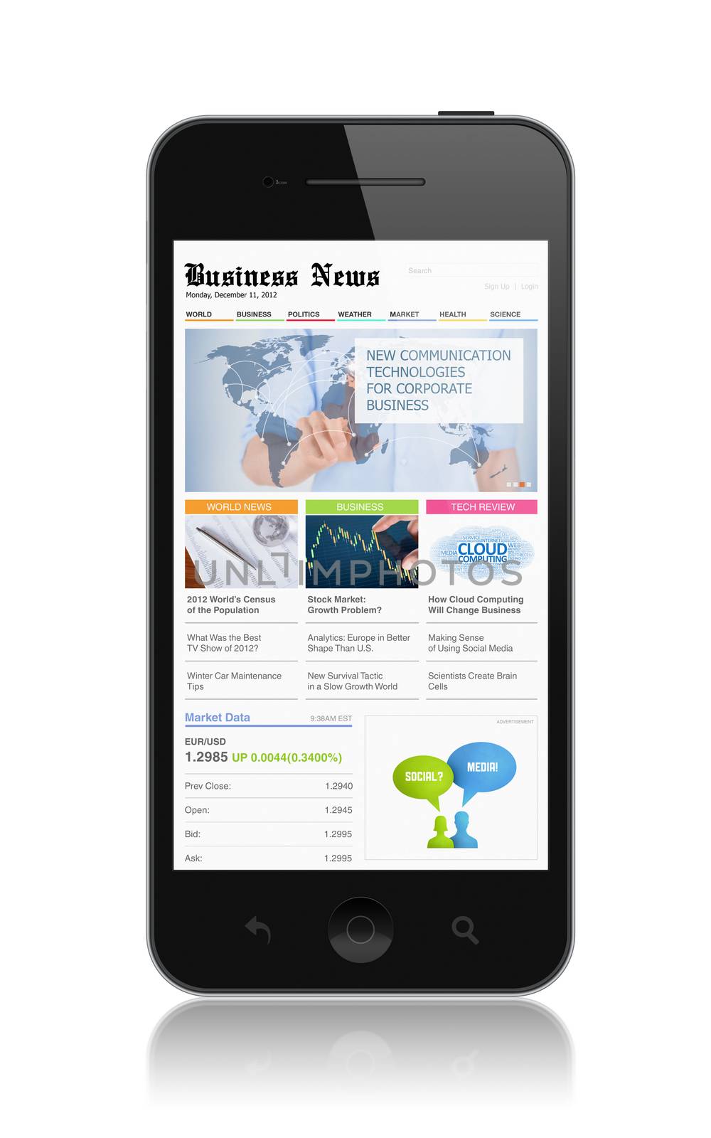 Business media on modern smartphone by bloomua