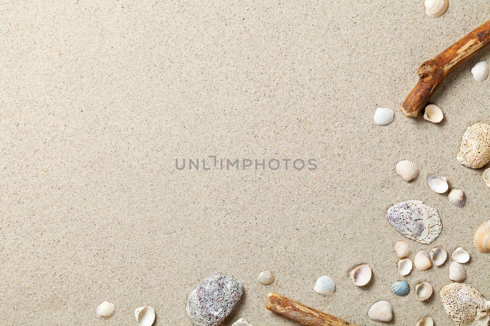 Sandy beach texture for background. Summer concept. Top view