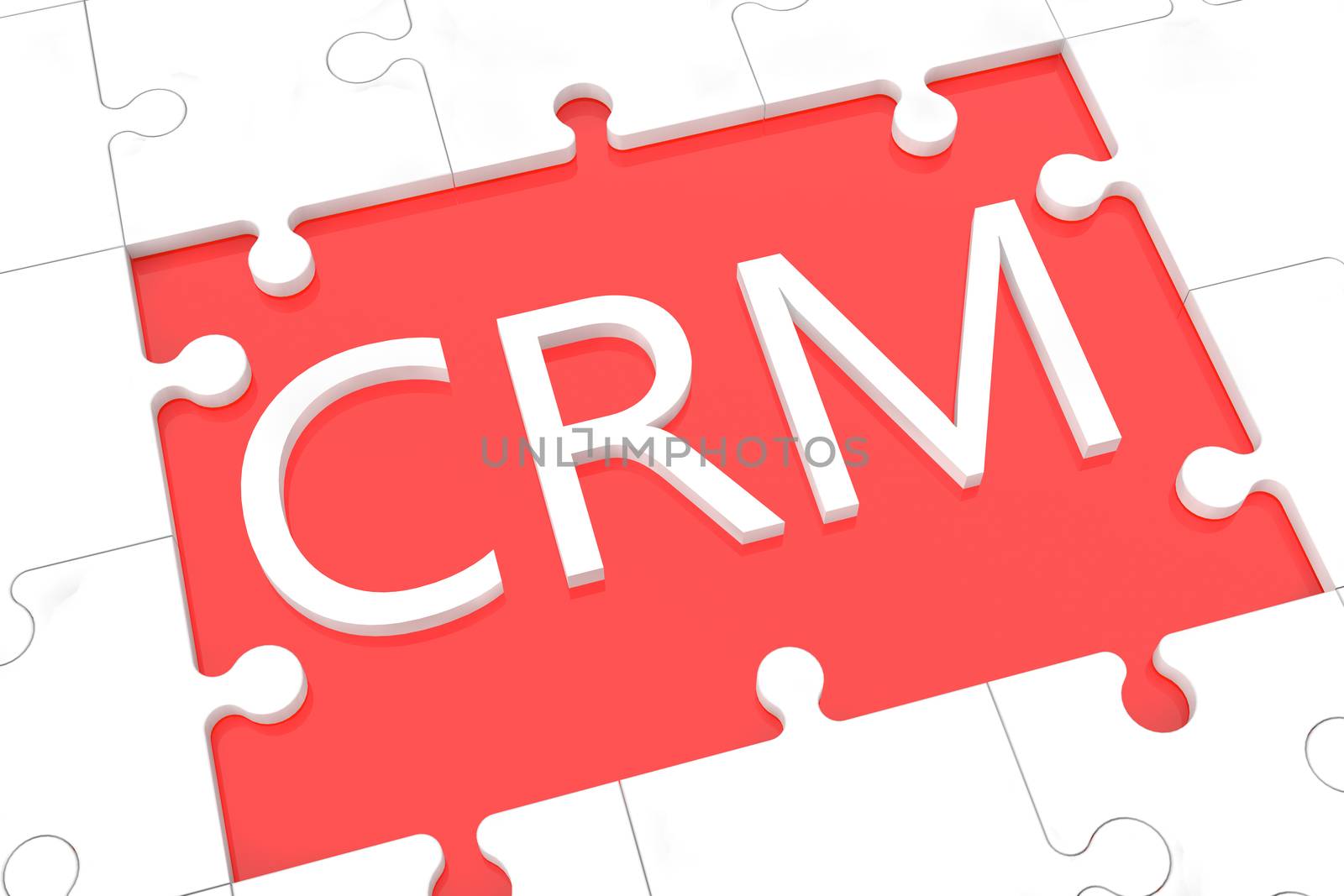 puzzle with words on red background concept: CRM