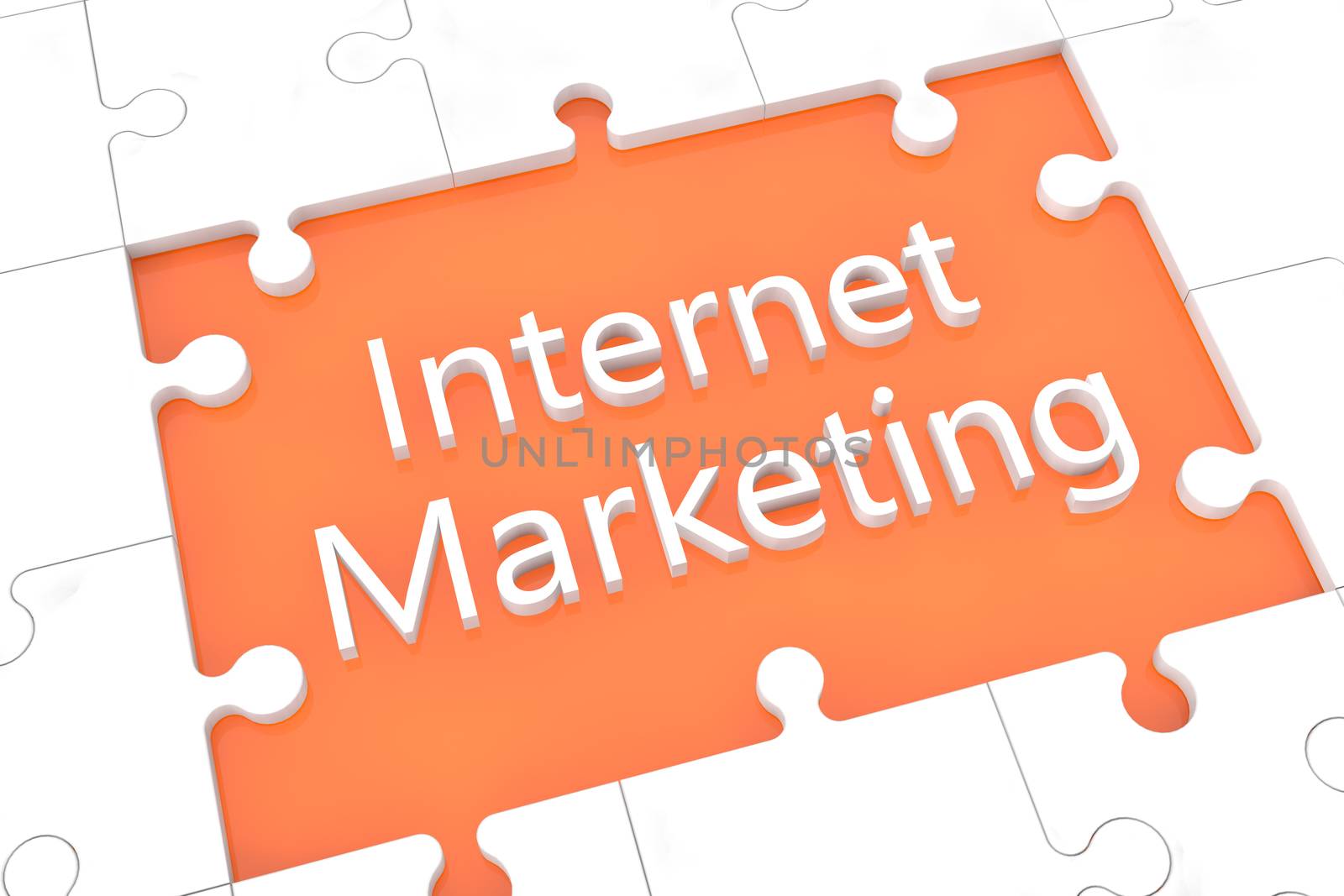 puzzle with words on orange background concept:  Internet Marketing