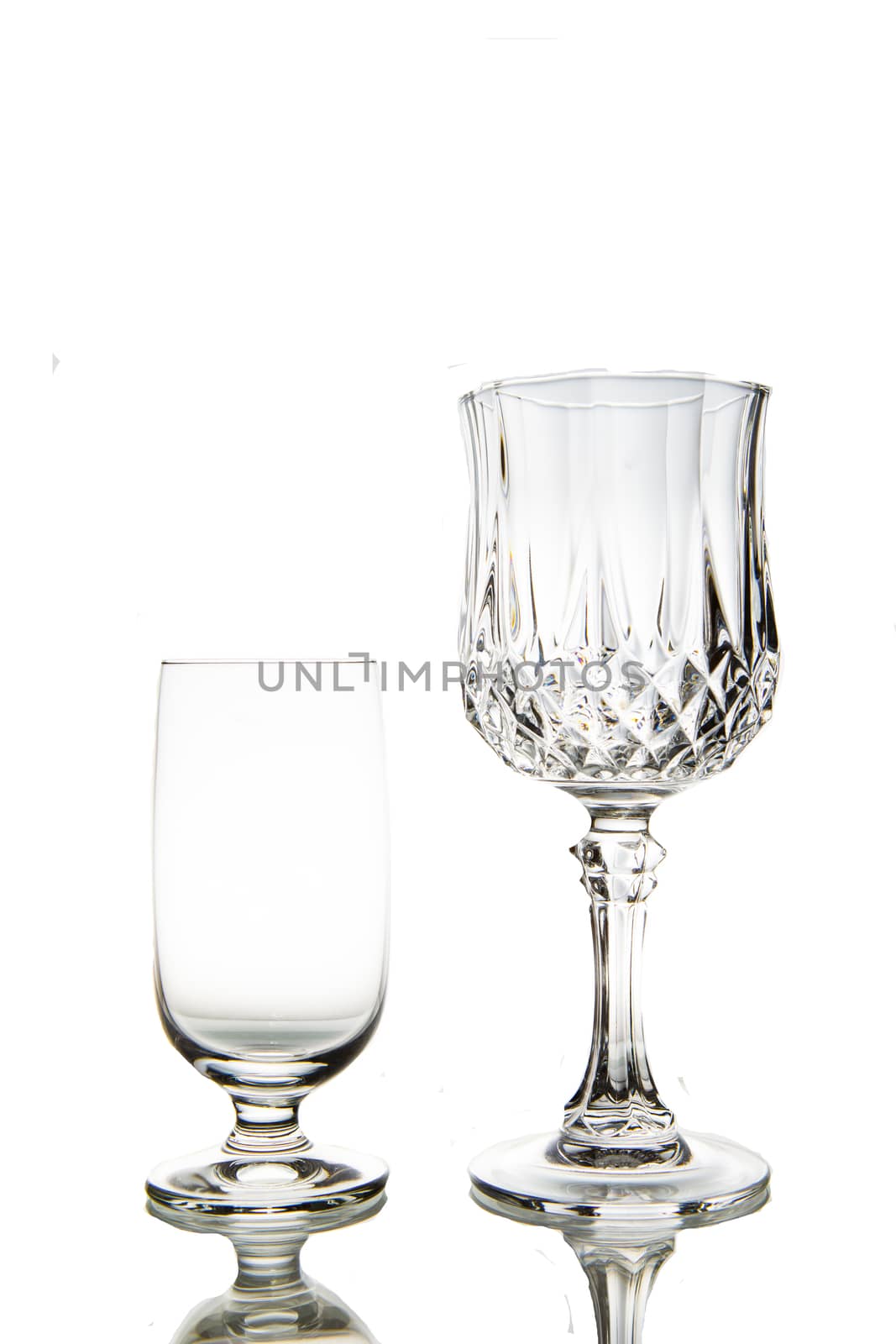 Two Empty wine glass. isolated on a white background  by thanomphong