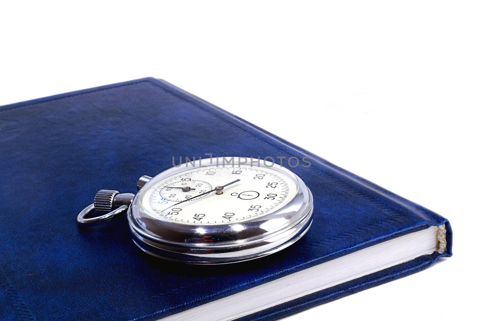 Stopwatch and the notebook on a white background by georgina198
