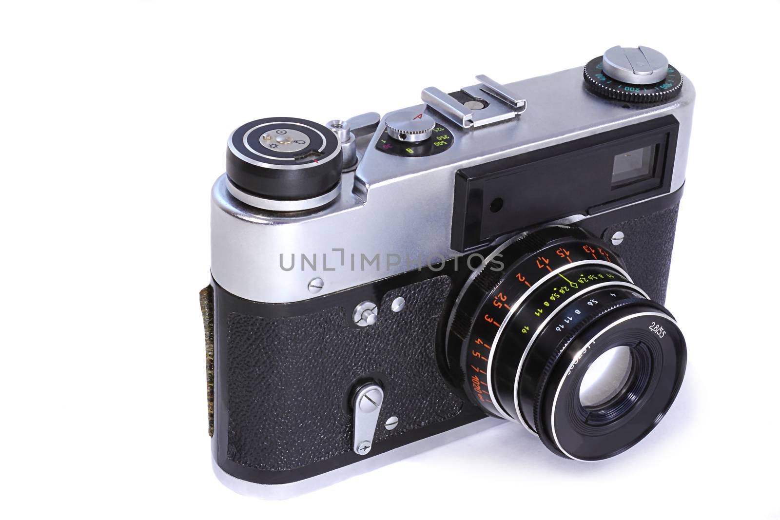 Film camera, published about twenty years ago. Presented on a white background.