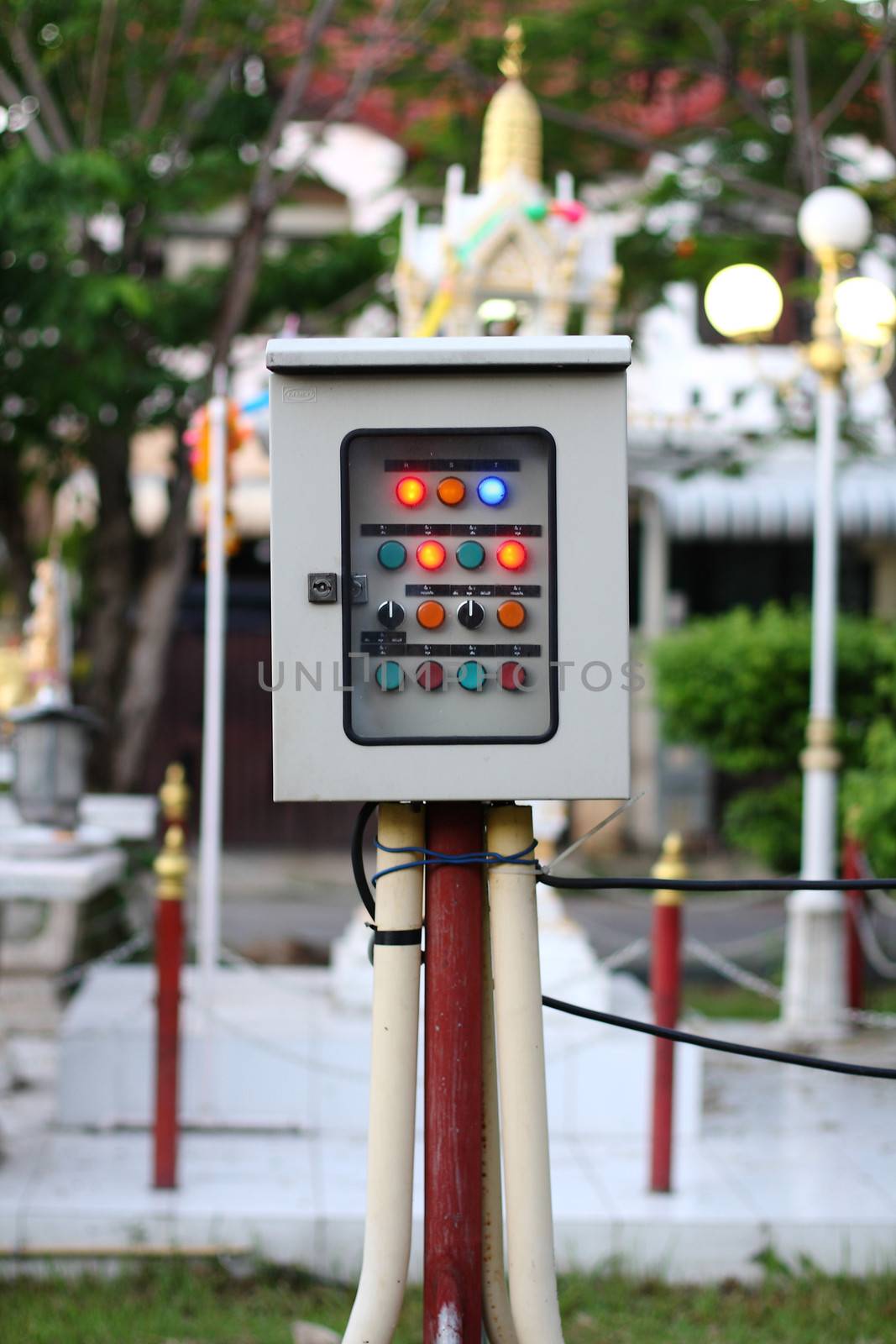 Electrical control box in the garden