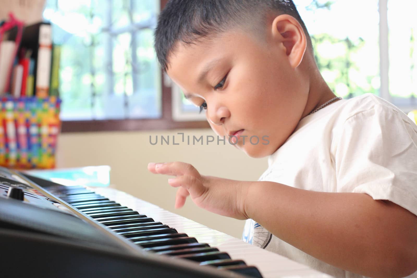 Little Boy playing piano fun by myrainjom01