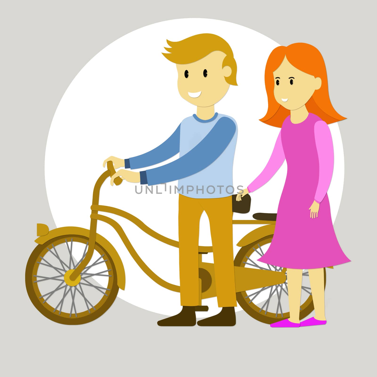 Illustrator of teen with bicycle