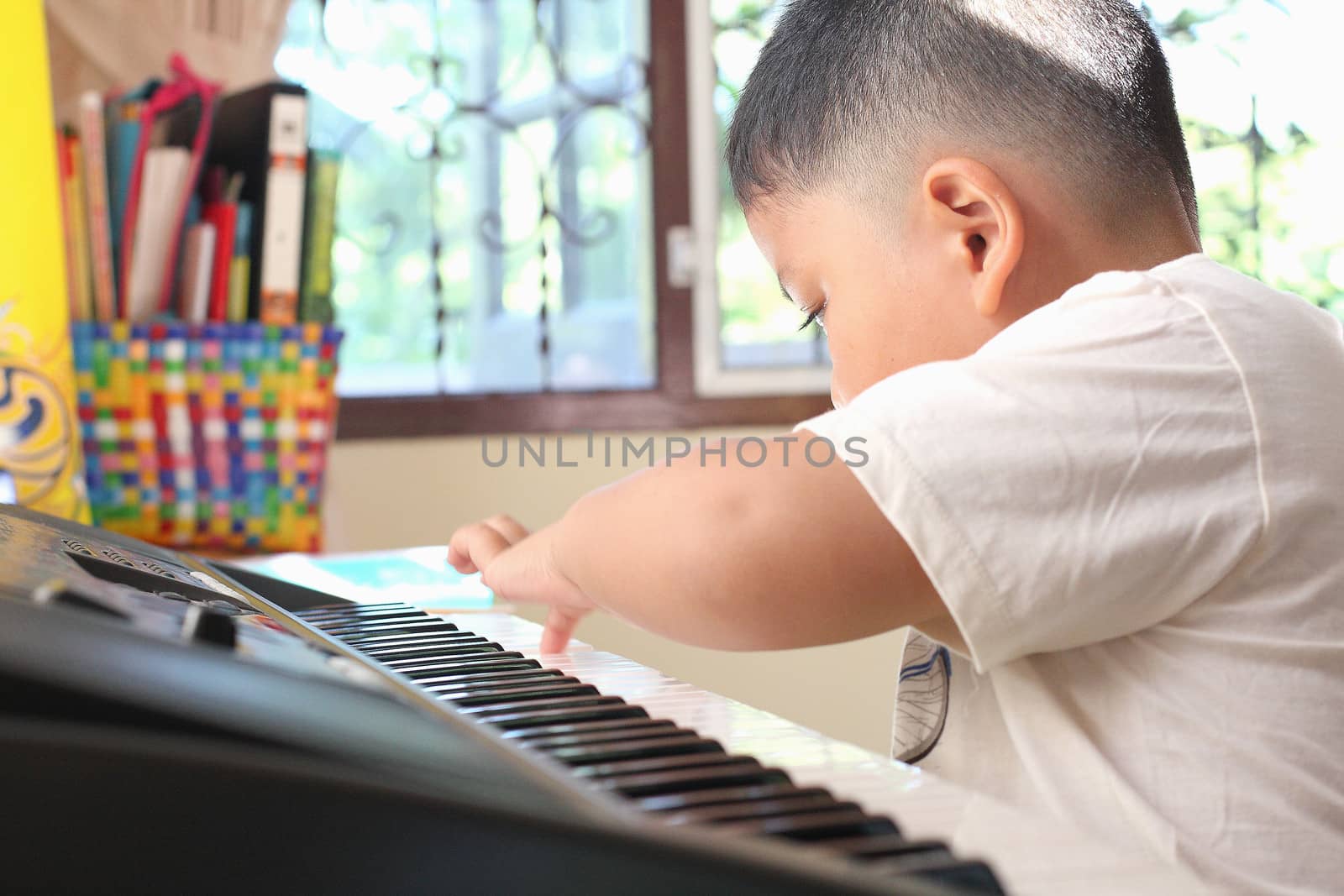 Little Boy playing piano fun by myrainjom01