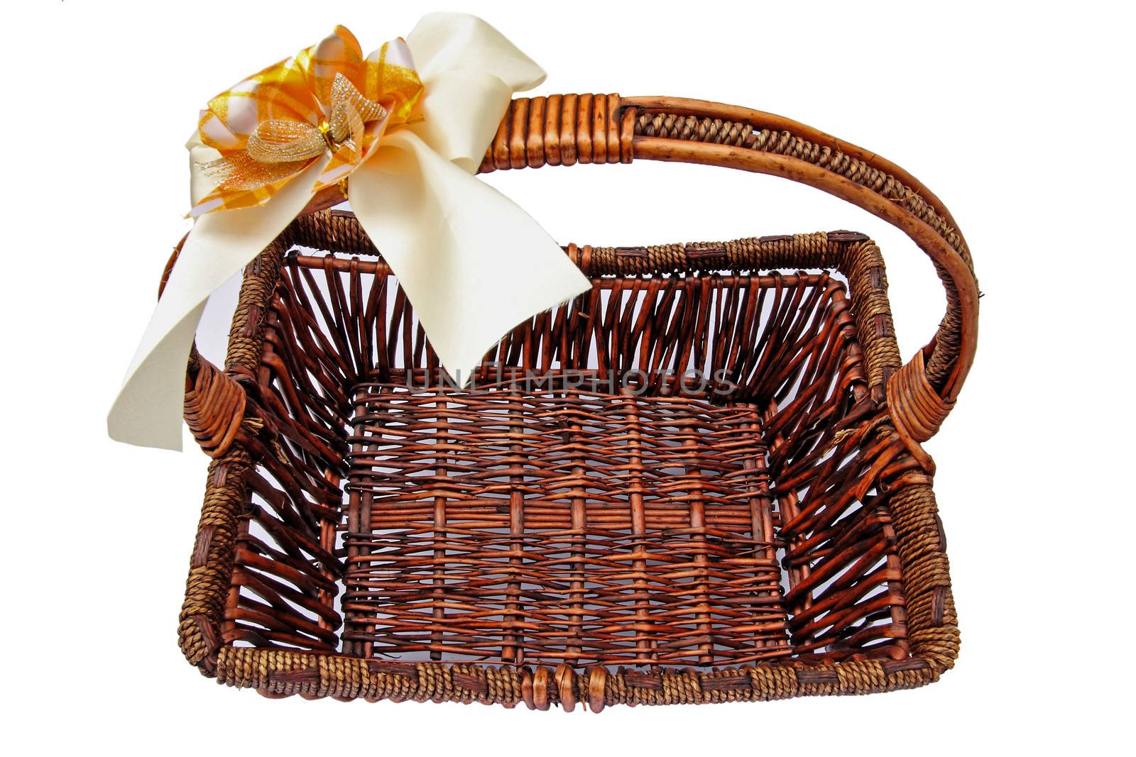 Wicker basket isolute white Background by myrainjom01