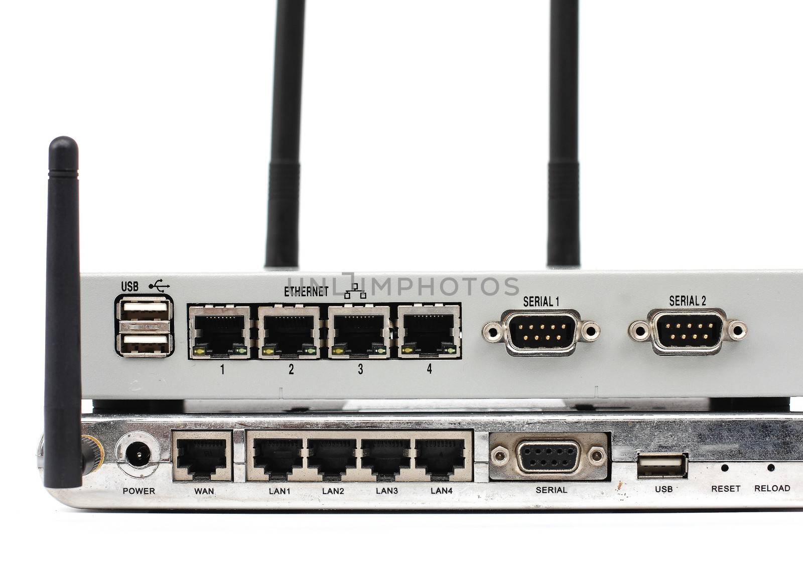 Connect the ethernet port on the back of the router.