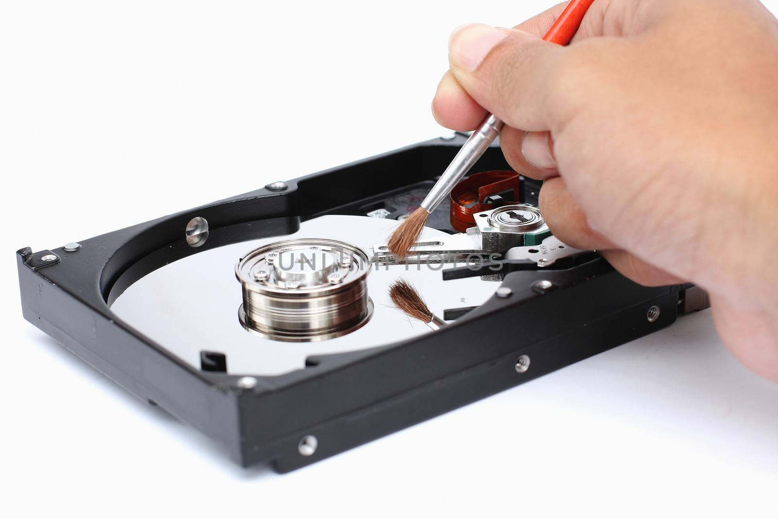 Harddisk cleaner on a white background.