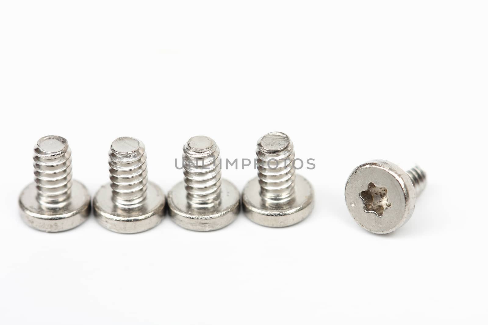 Bolt & Nut closeup white background. by myrainjom01