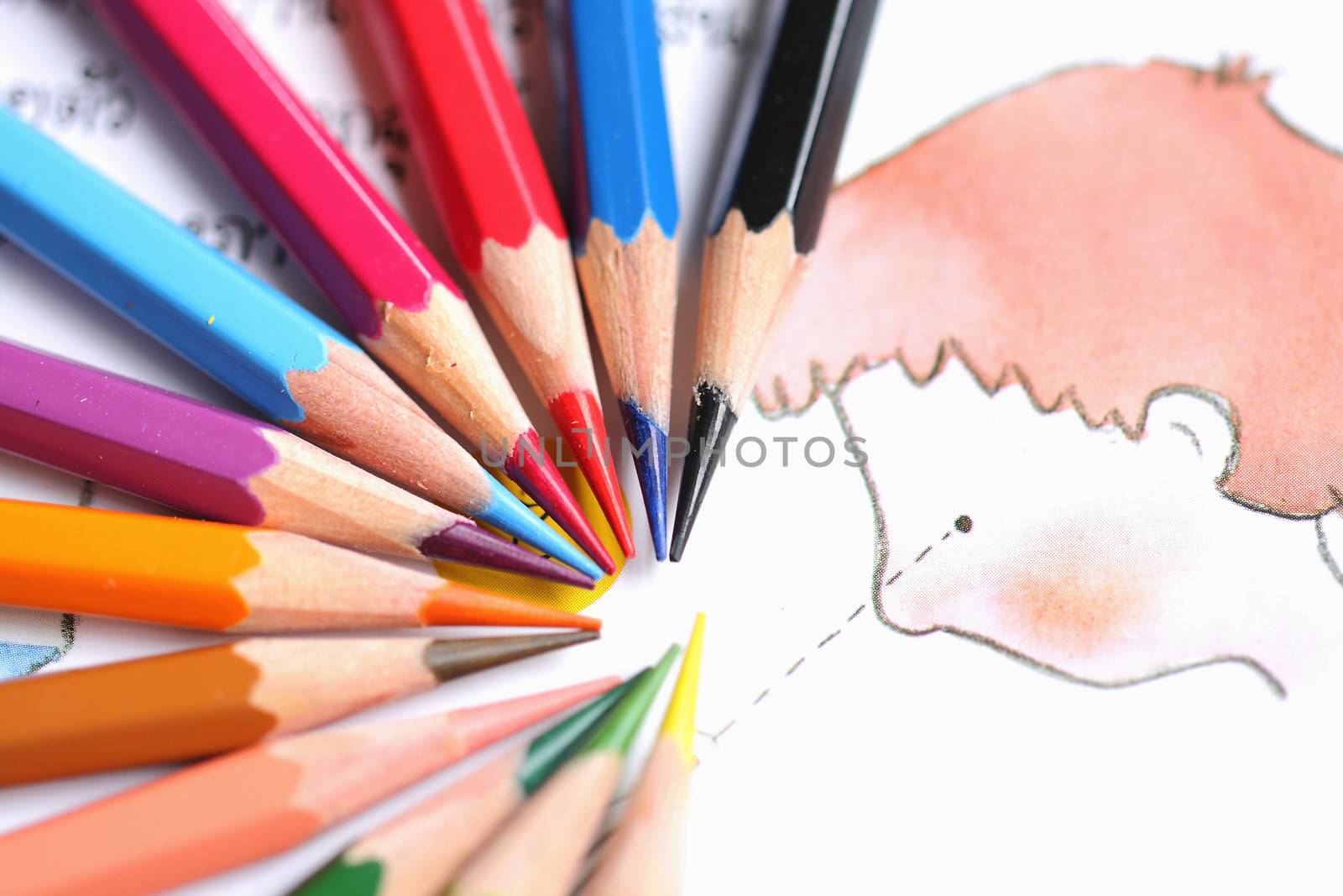 Colored pencils painting a backdrop. by myrainjom01