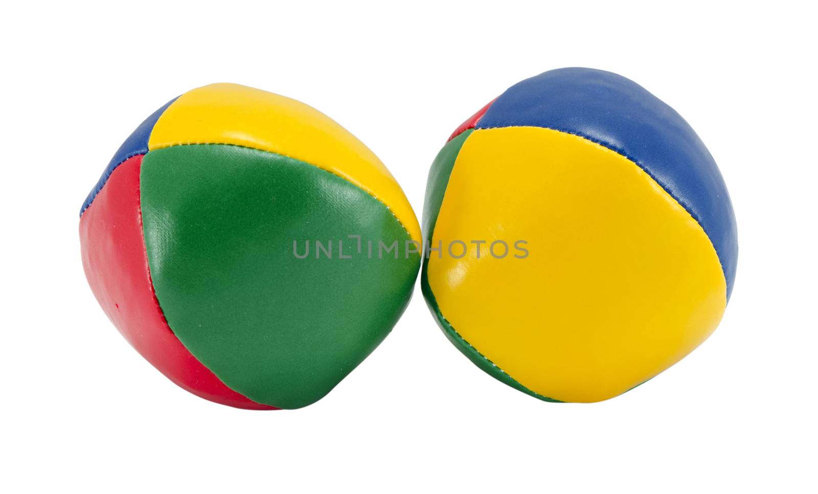 colorful soft juggle ball toys isolated on white background.