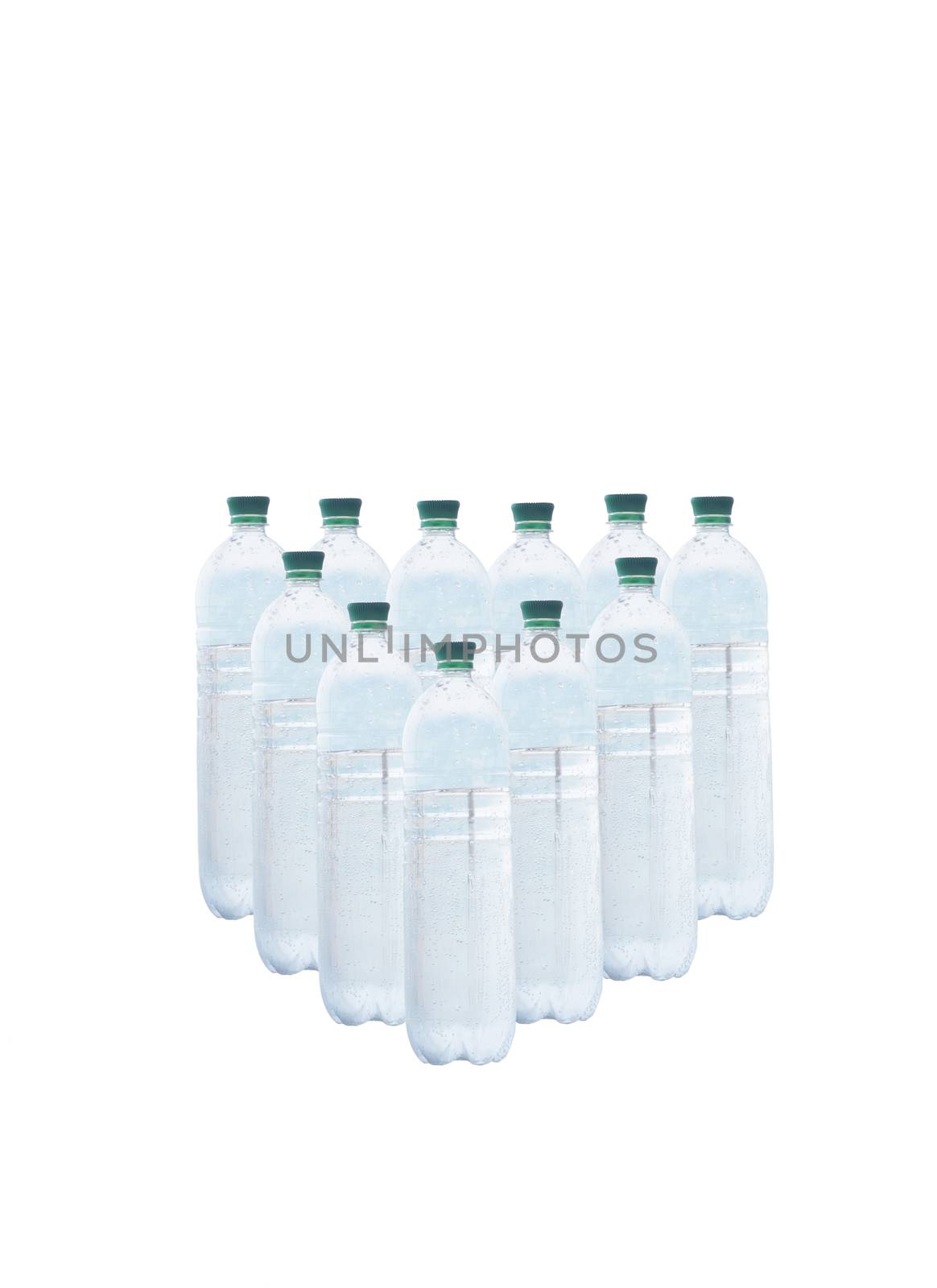 Group plastic bottles of mineral water