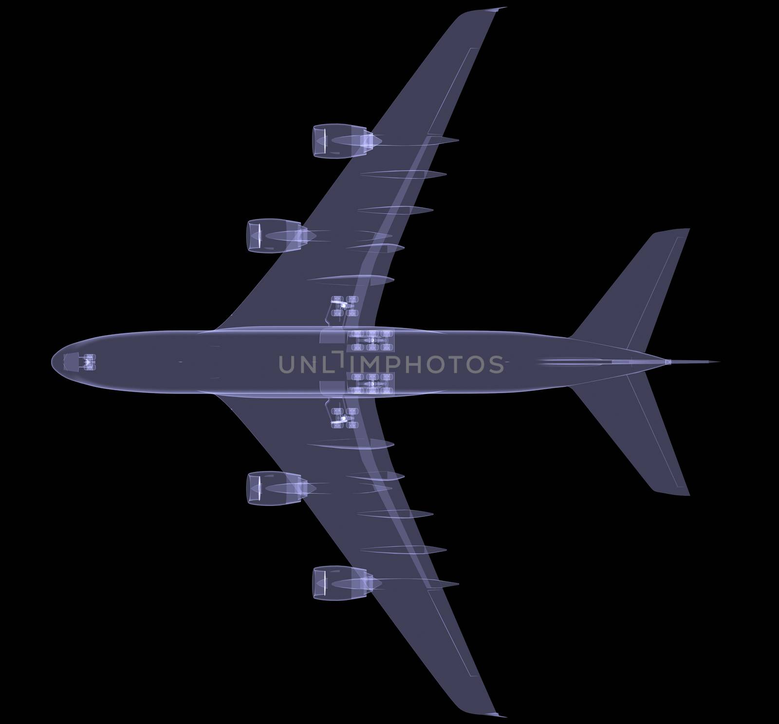 Large aircraft. Isolated render of an X-ray