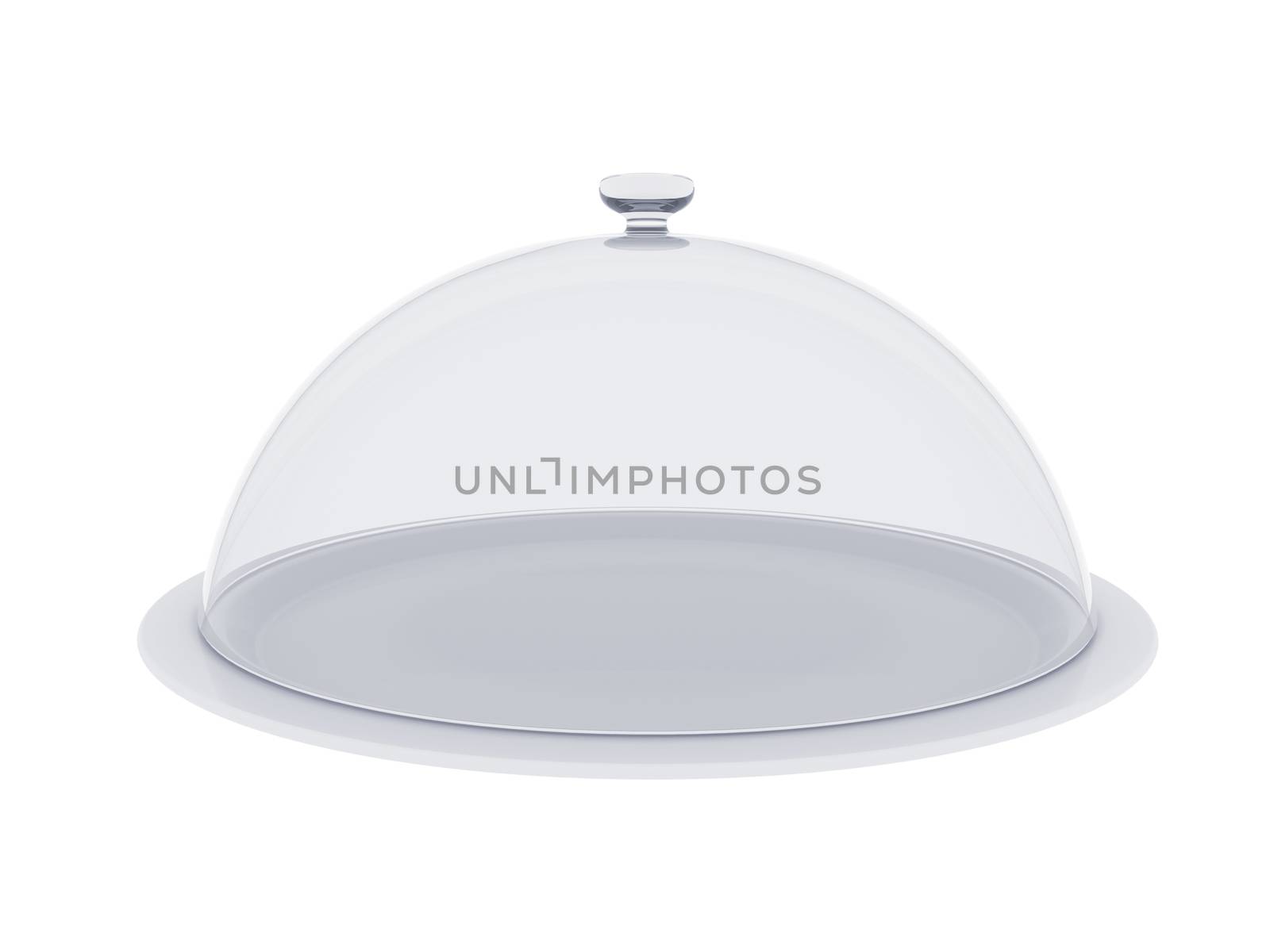 A plate with glass cover. Isolated render on a white background
