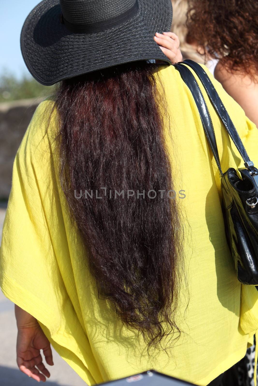 Rear view of a woman with long brunette hair by Farina6000