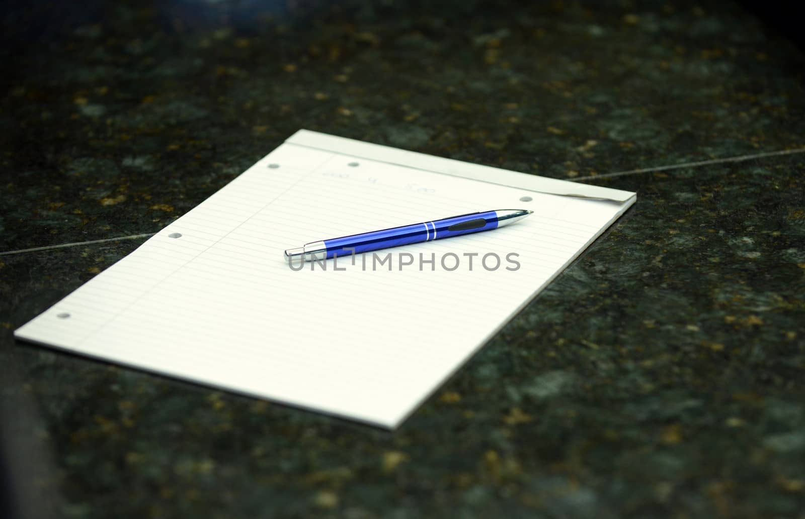 notebook on granite table in an office for business