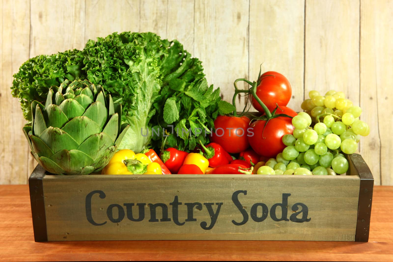 Bunch of Grocery Produce Items on a Wooden Plank