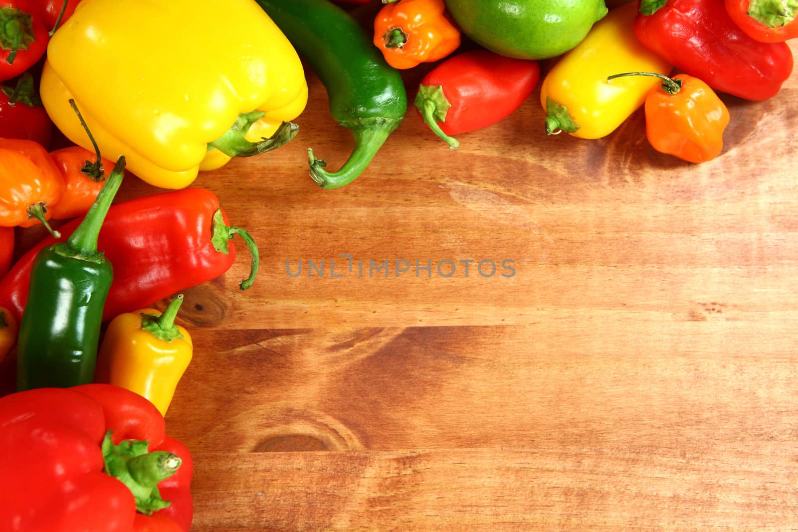 Border of Healthy Various Peppers by tobkatrina