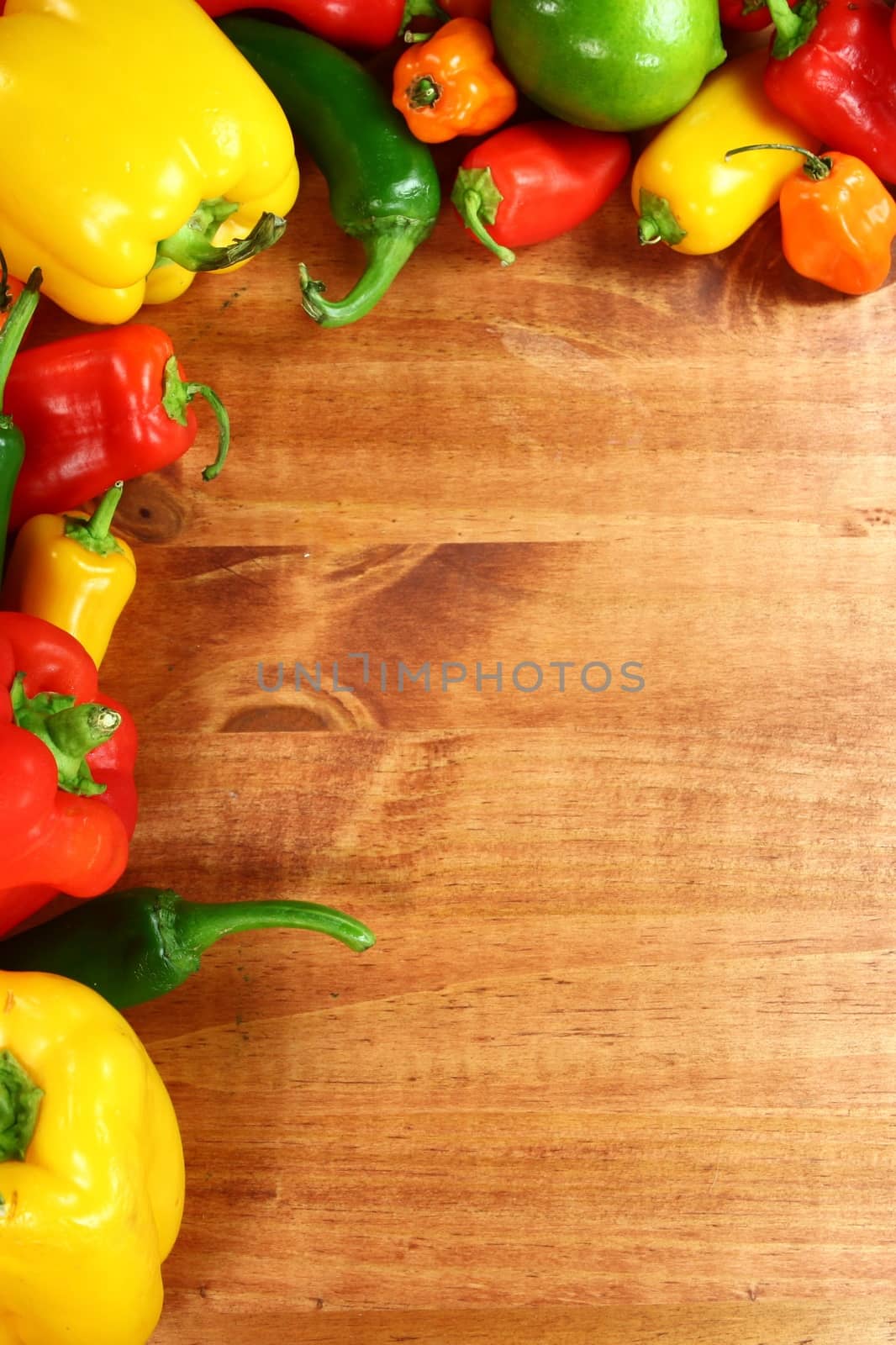 Border of Healthy Various Peppers by tobkatrina