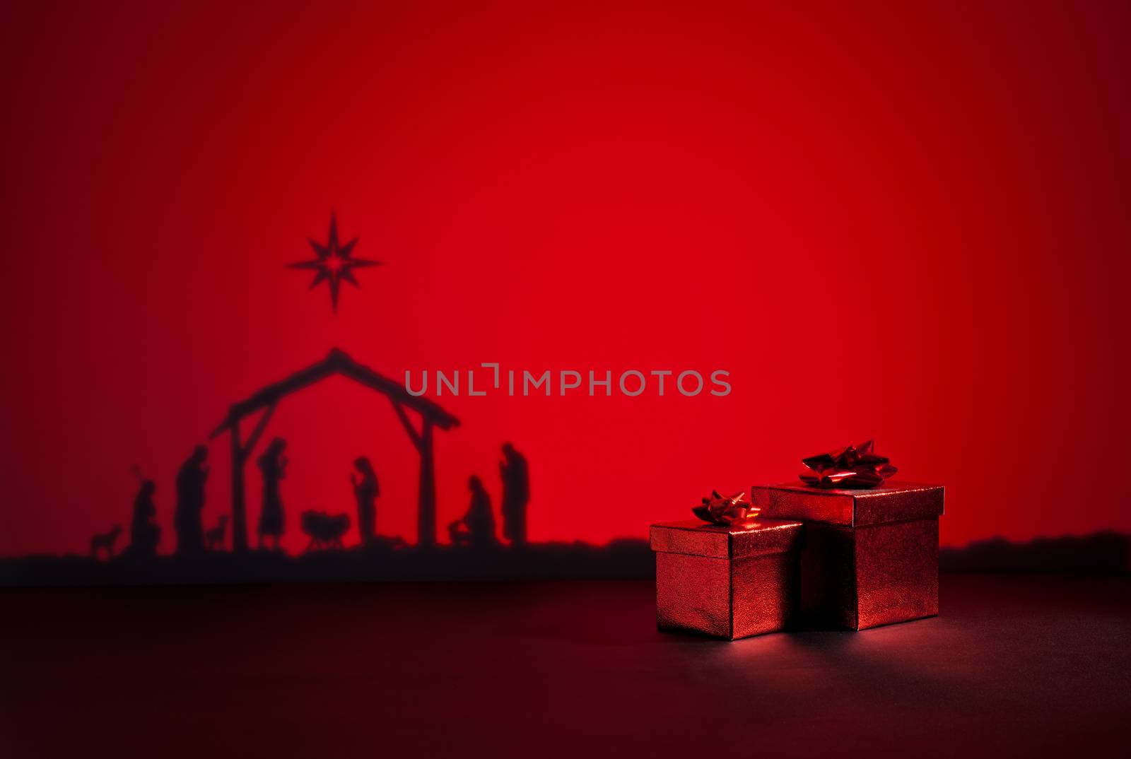 Birth Jesus silhouette of the crib in Bethlehem