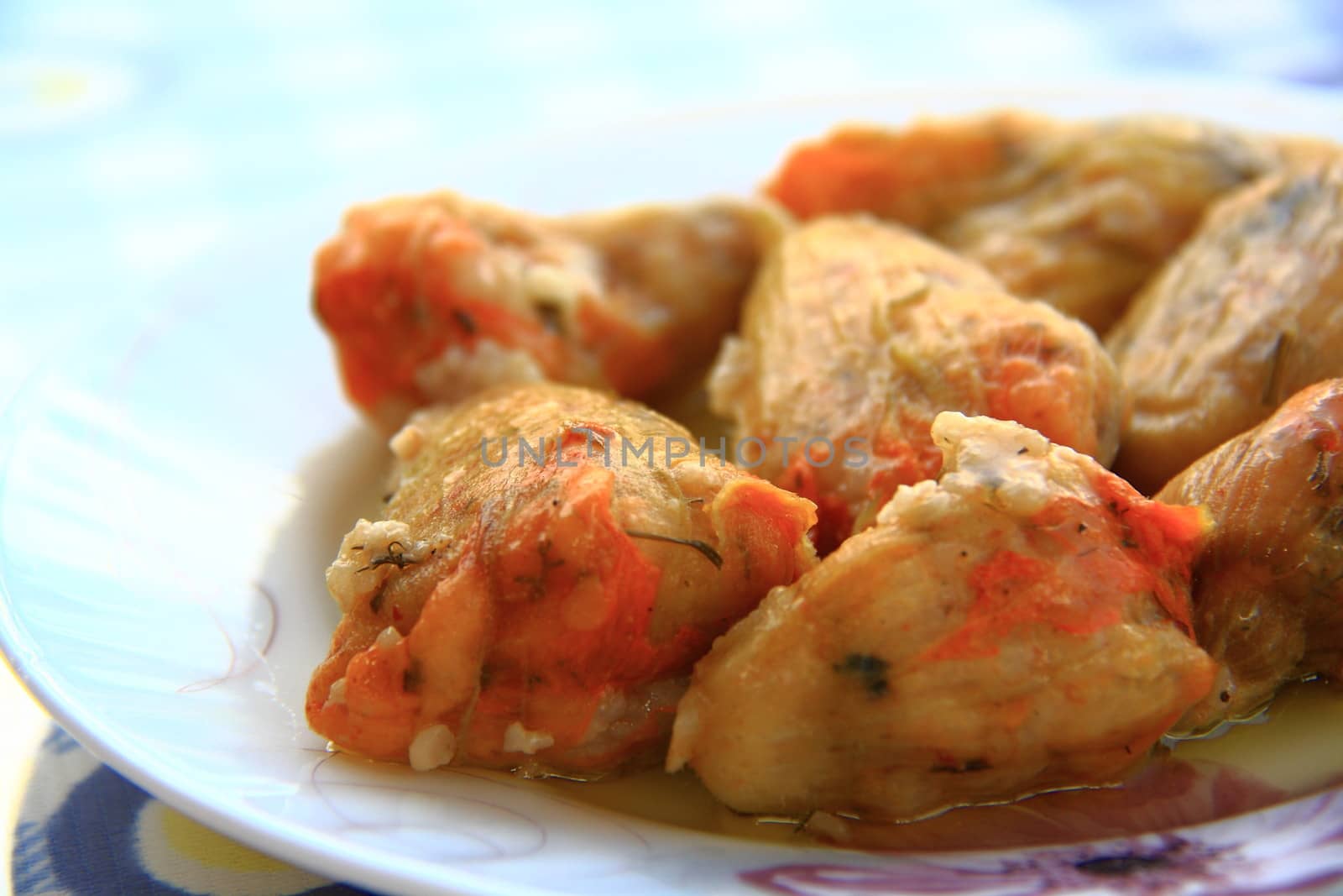 rice in zucchini blossoms turkish meal with lemon