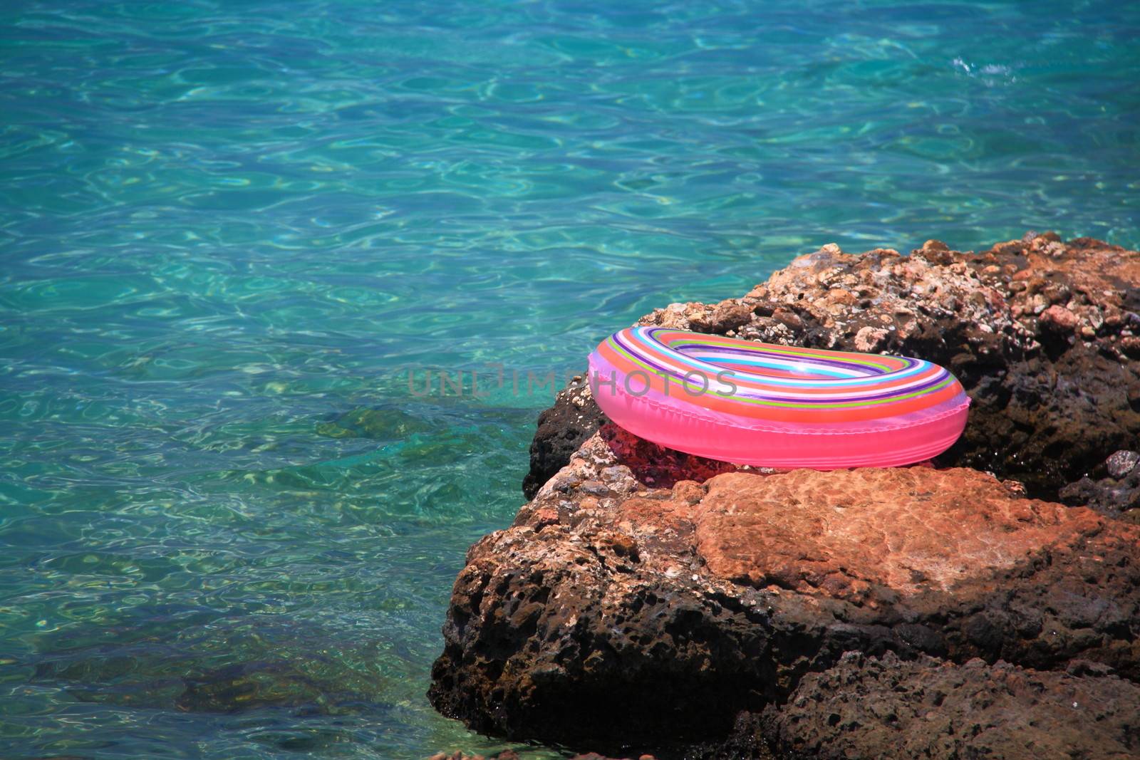 Buoy near turquose sea and consept of summer vacation