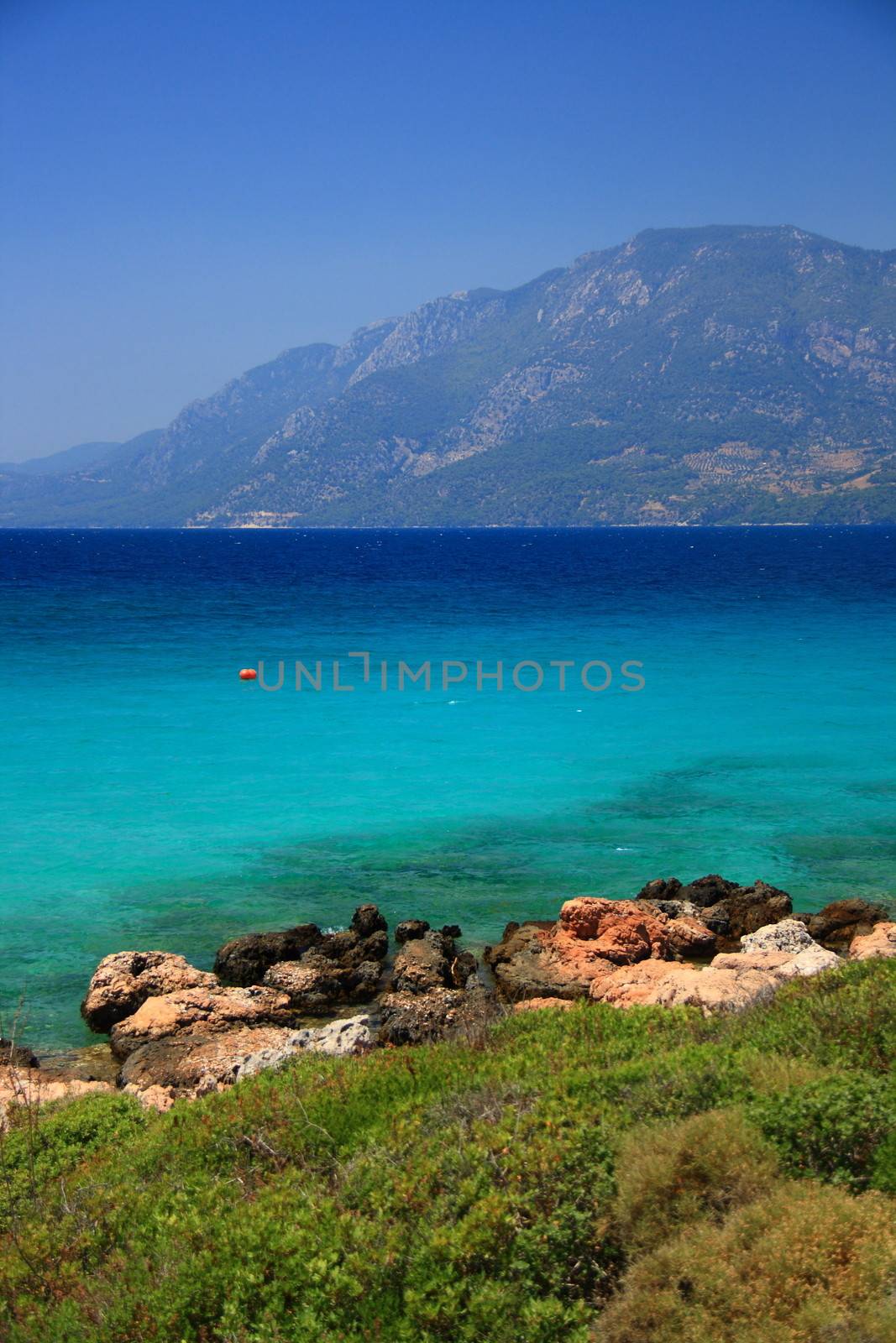 beautiful landscape from marmaris with mountain and sea view