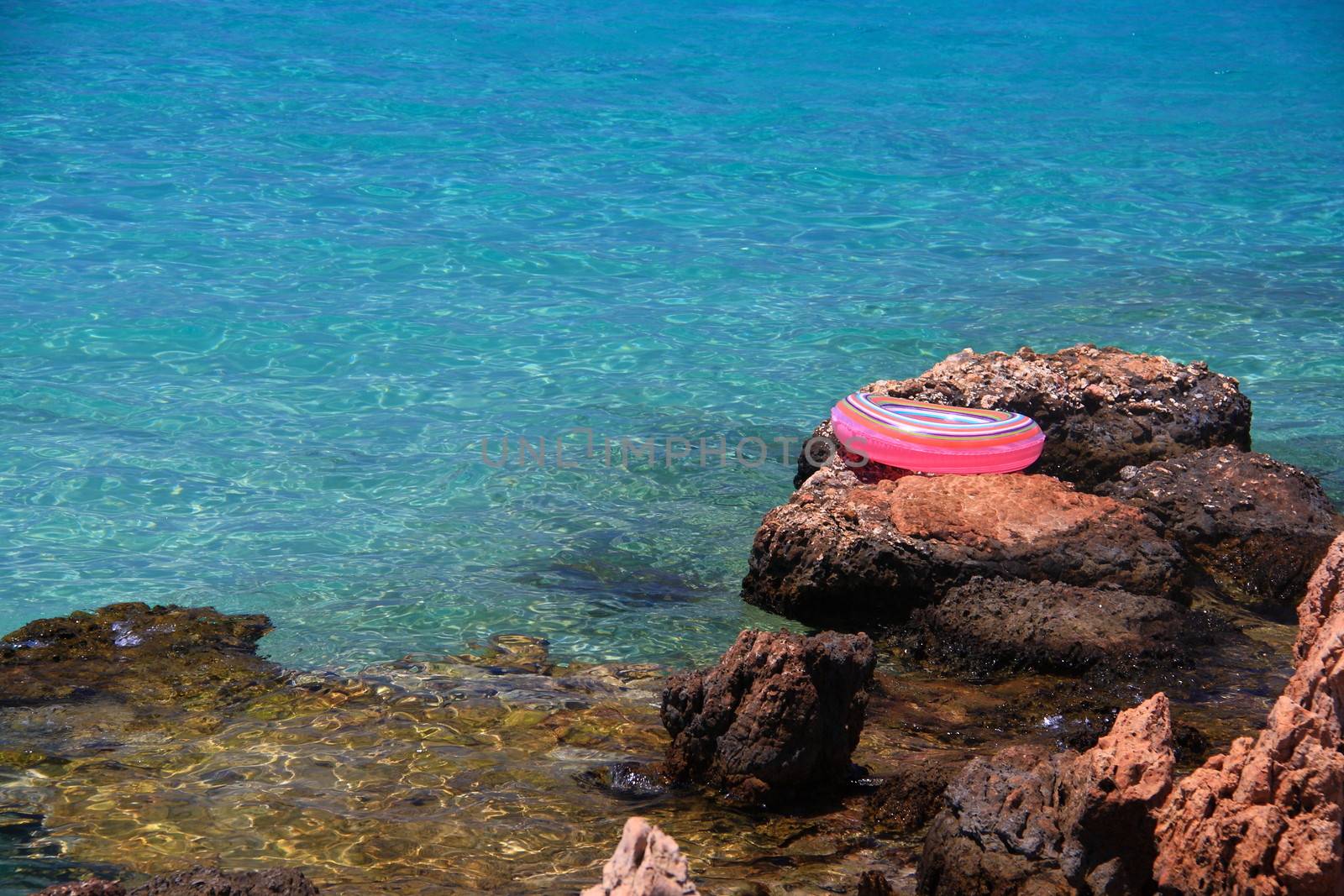 Buoy near turquose sea and consept of summer vacation