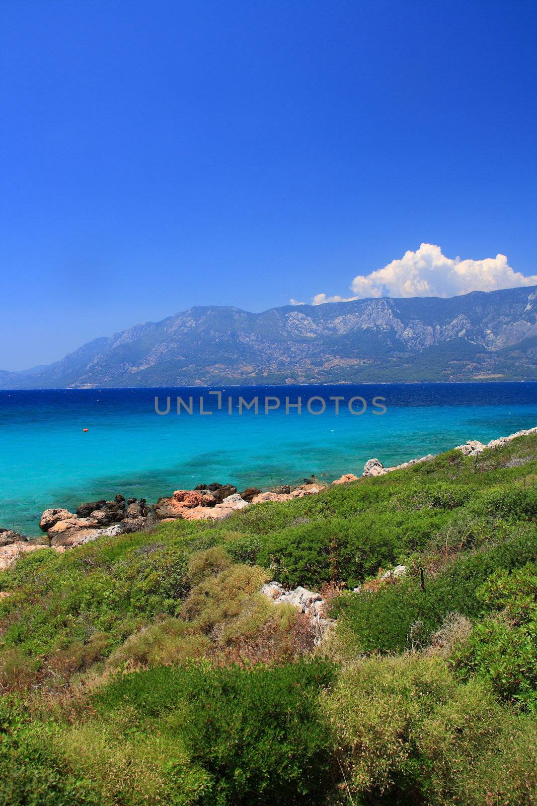 beautiful landscape from marmaris with mountain and sea view