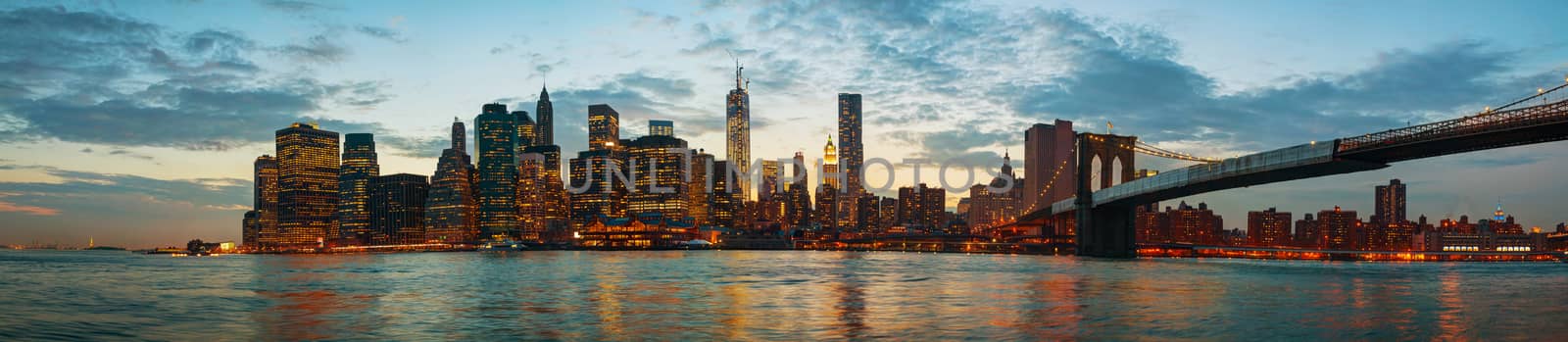 New York City cityscape at sunset by AndreyKr