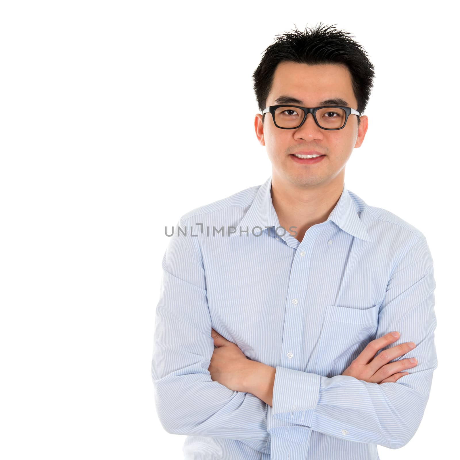 Good looking Asian business man isolated on white. Asian male model.