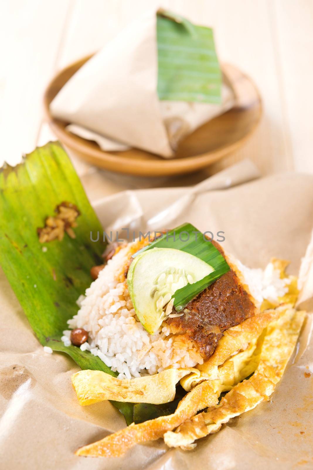 Nasi lemak (Malaysia National Dish) Asian food.