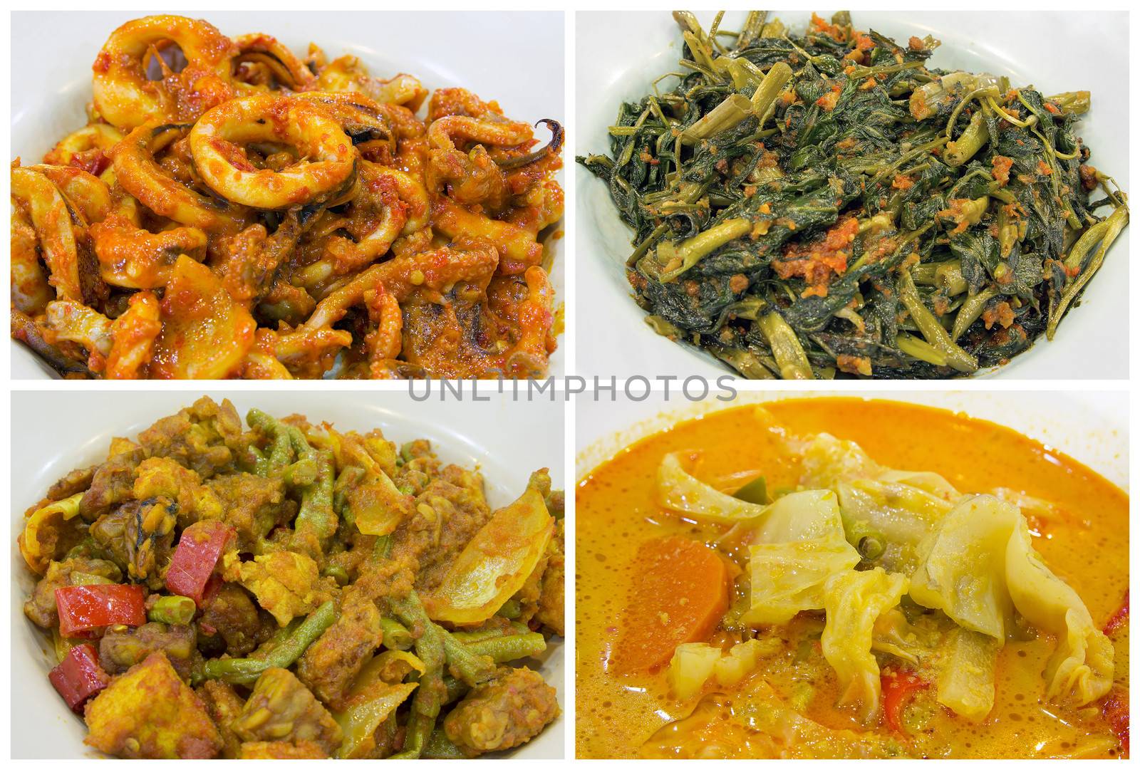 Southeast Asian Singapore Local Nyonya Peranakan Dishes Closeup Collage