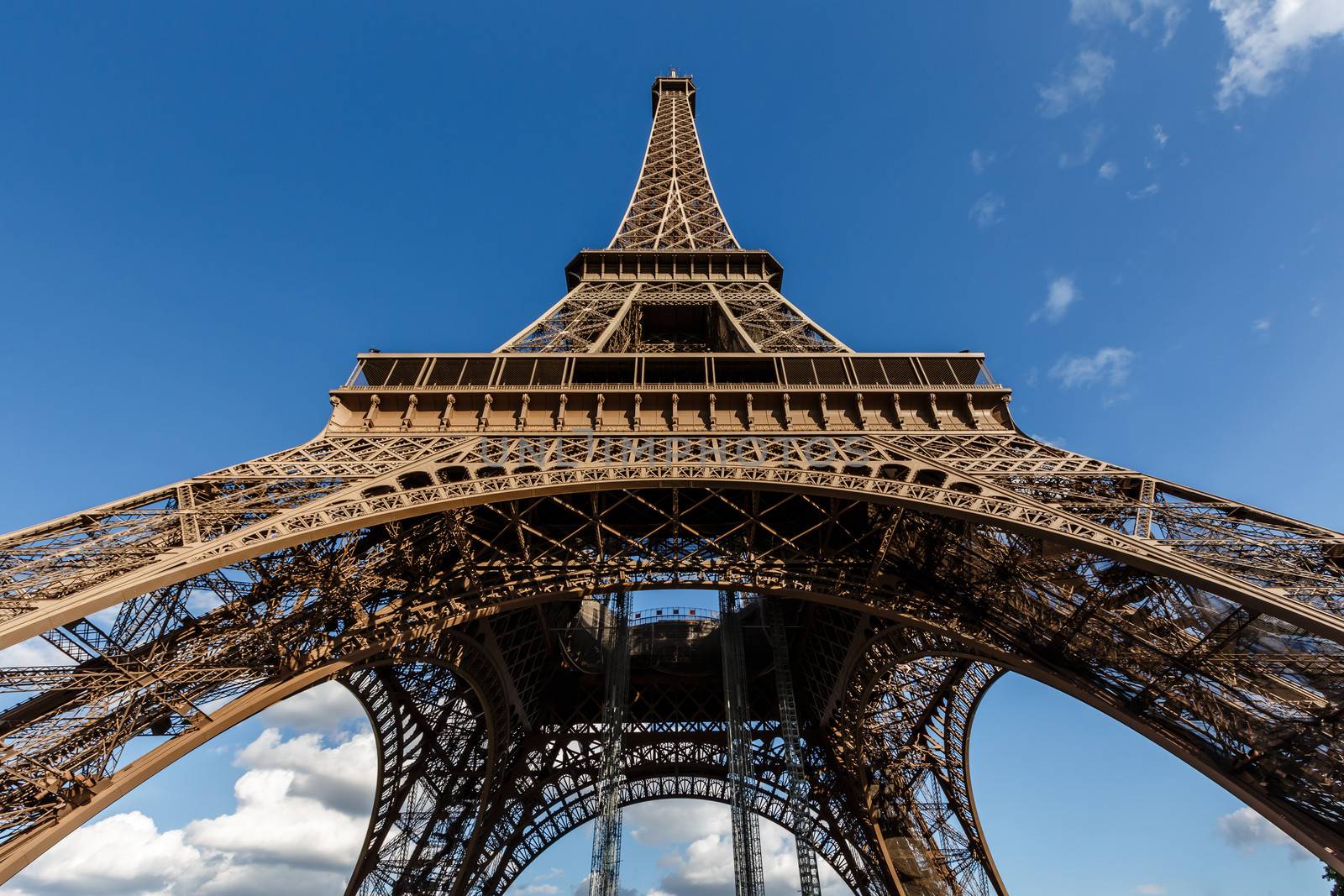 Wide View of Eiffel Tower from the Ground, Paris, France