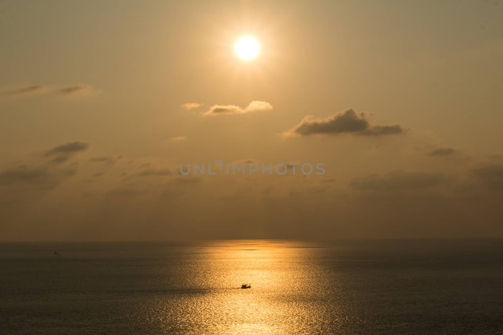 Fishing boats at sunset silhouette by lavoview