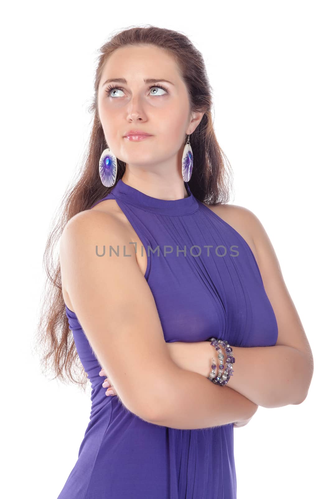 Portrait of a beautiful young woman in blue dress by Discovod
