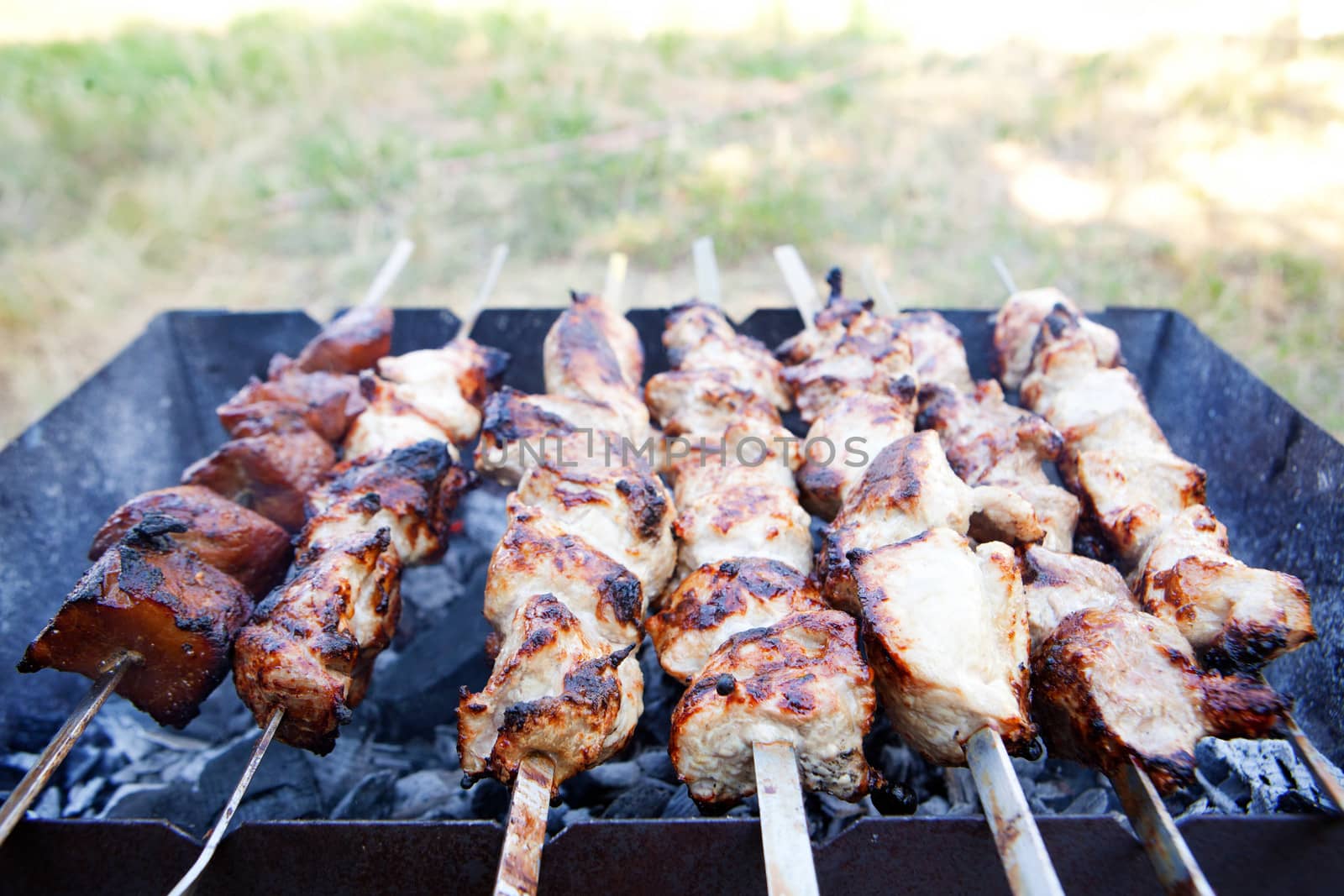 grilled meat outdoors