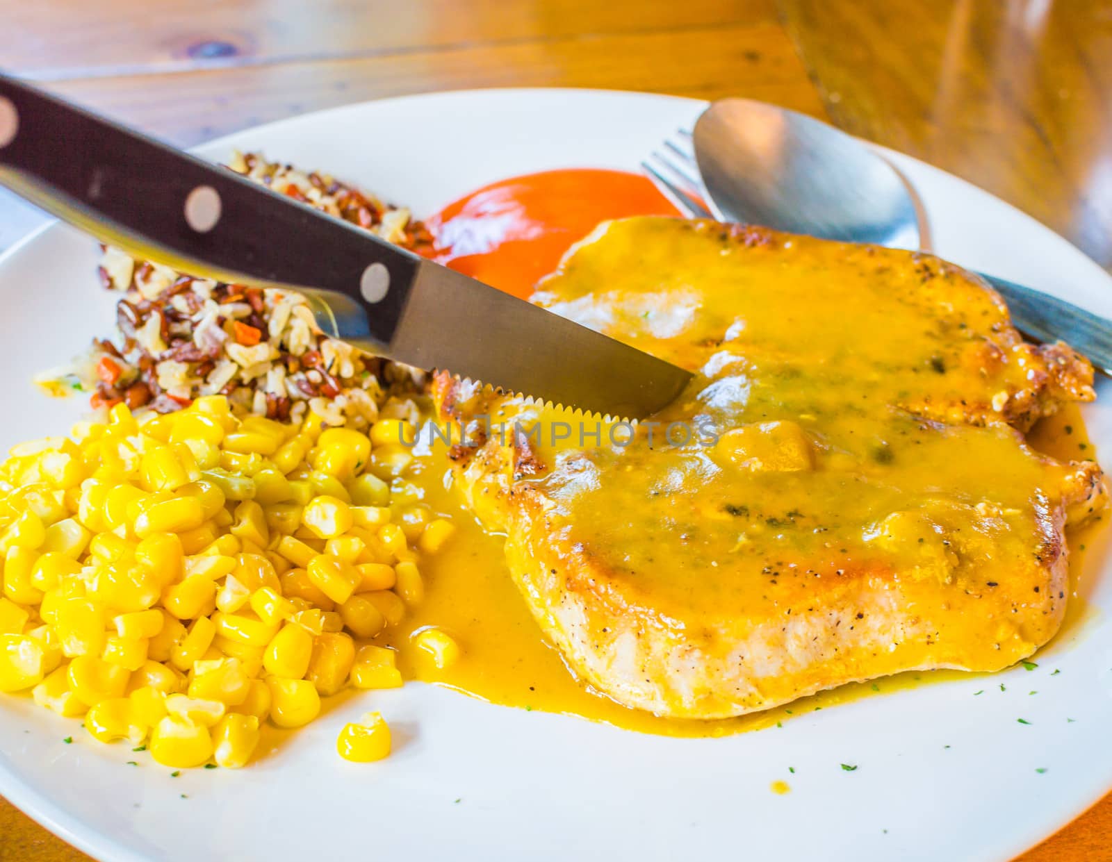 Steaks and roasts. Serve the ready on the table.