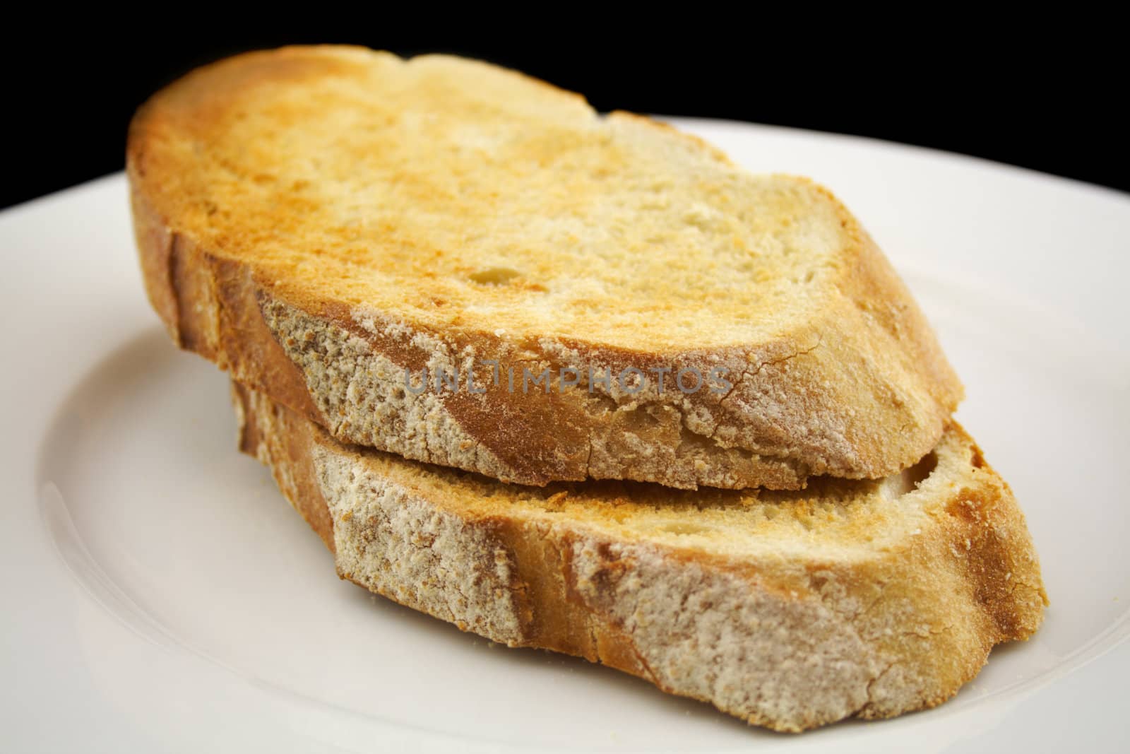 Crispy toasted sourdough bread slices ready to serve.