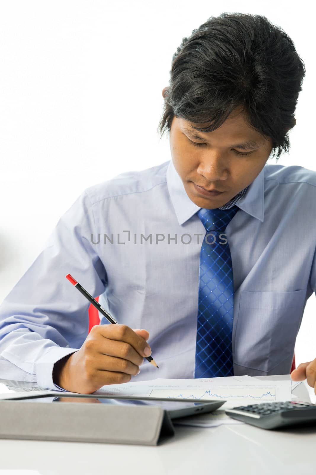 businessman working with tablet computer