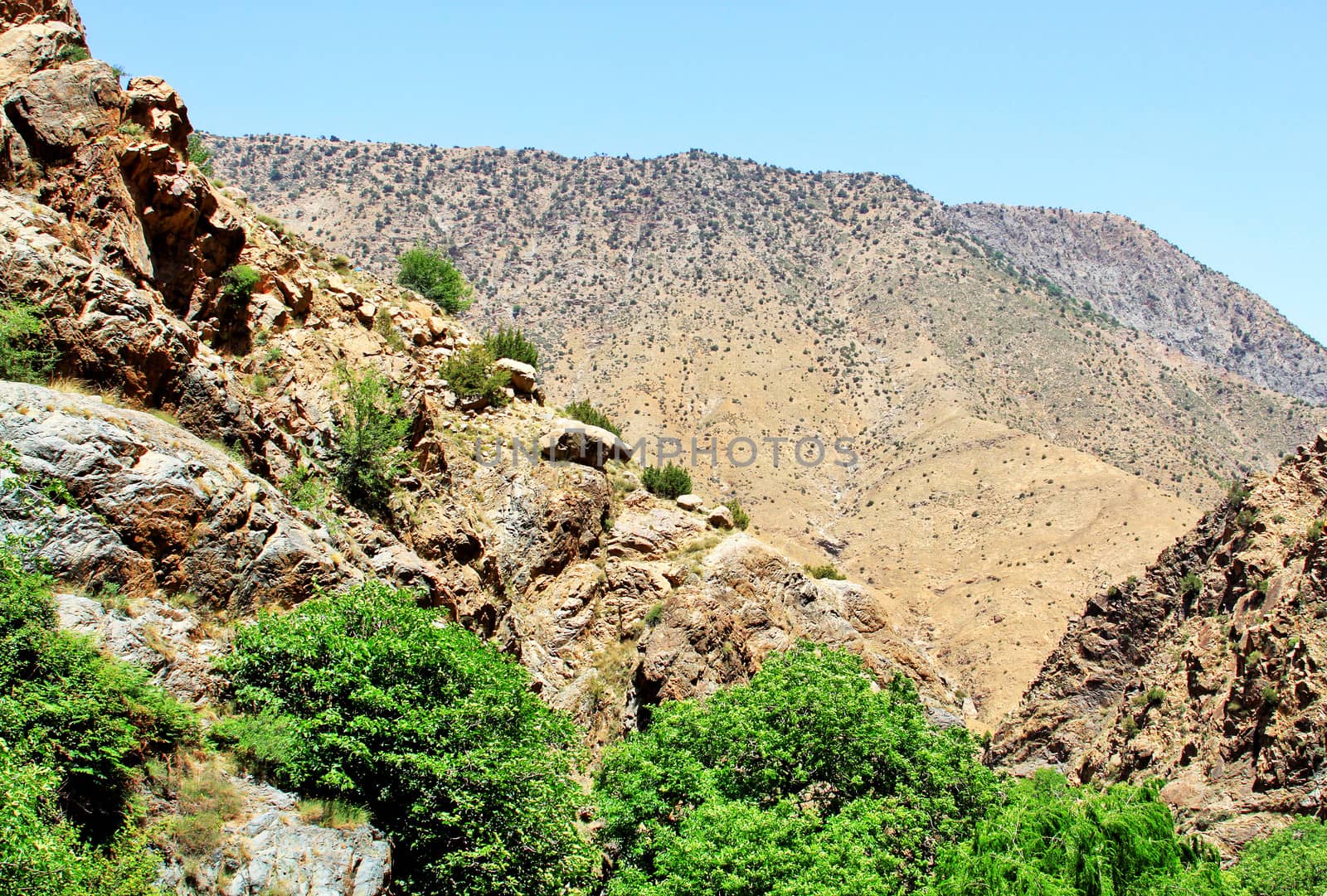 Beautiful view of mountains in sunny day
