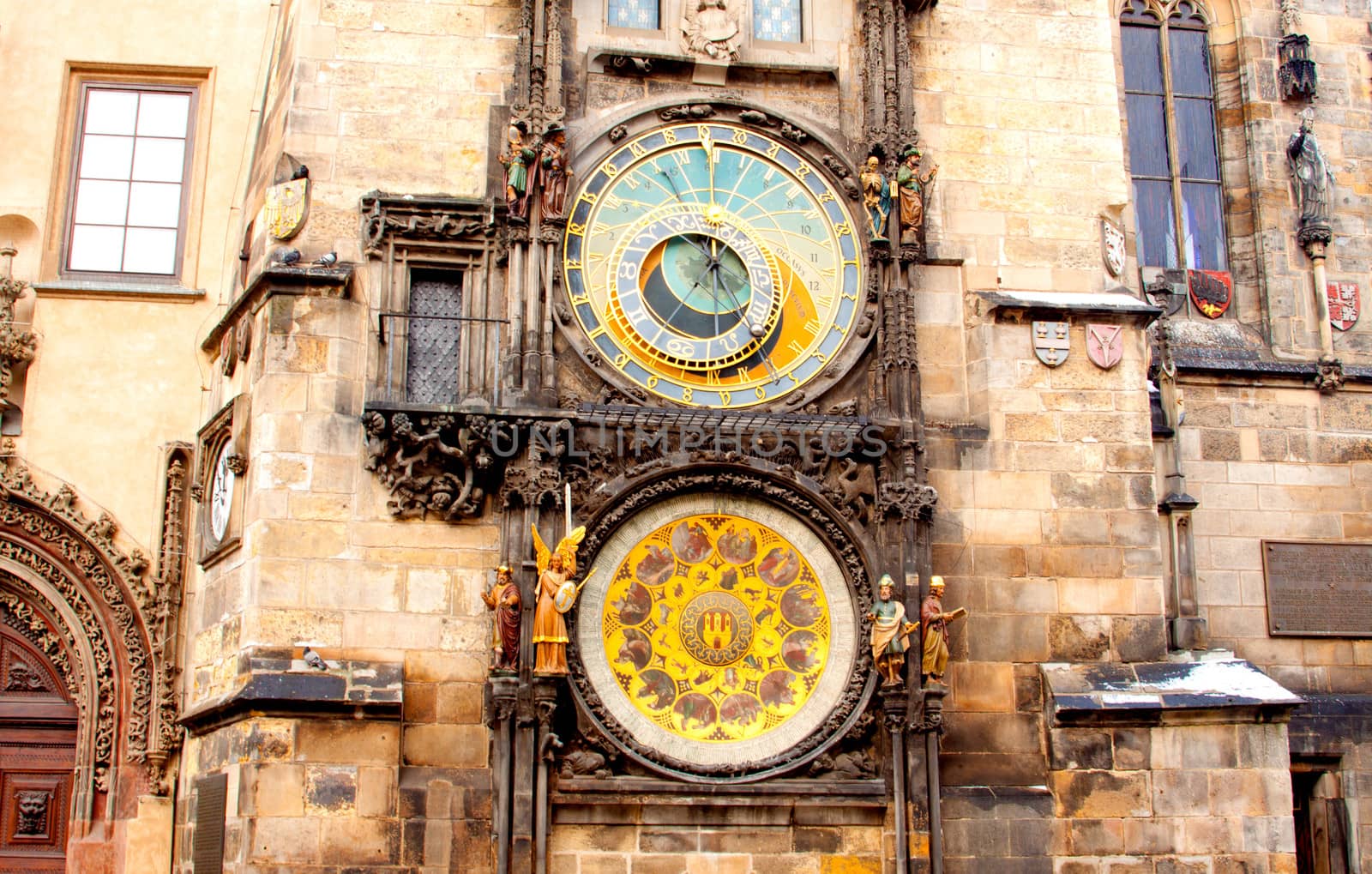 Famous astronomical clock at the Old Town square in Prague, Czech Republic, Europe