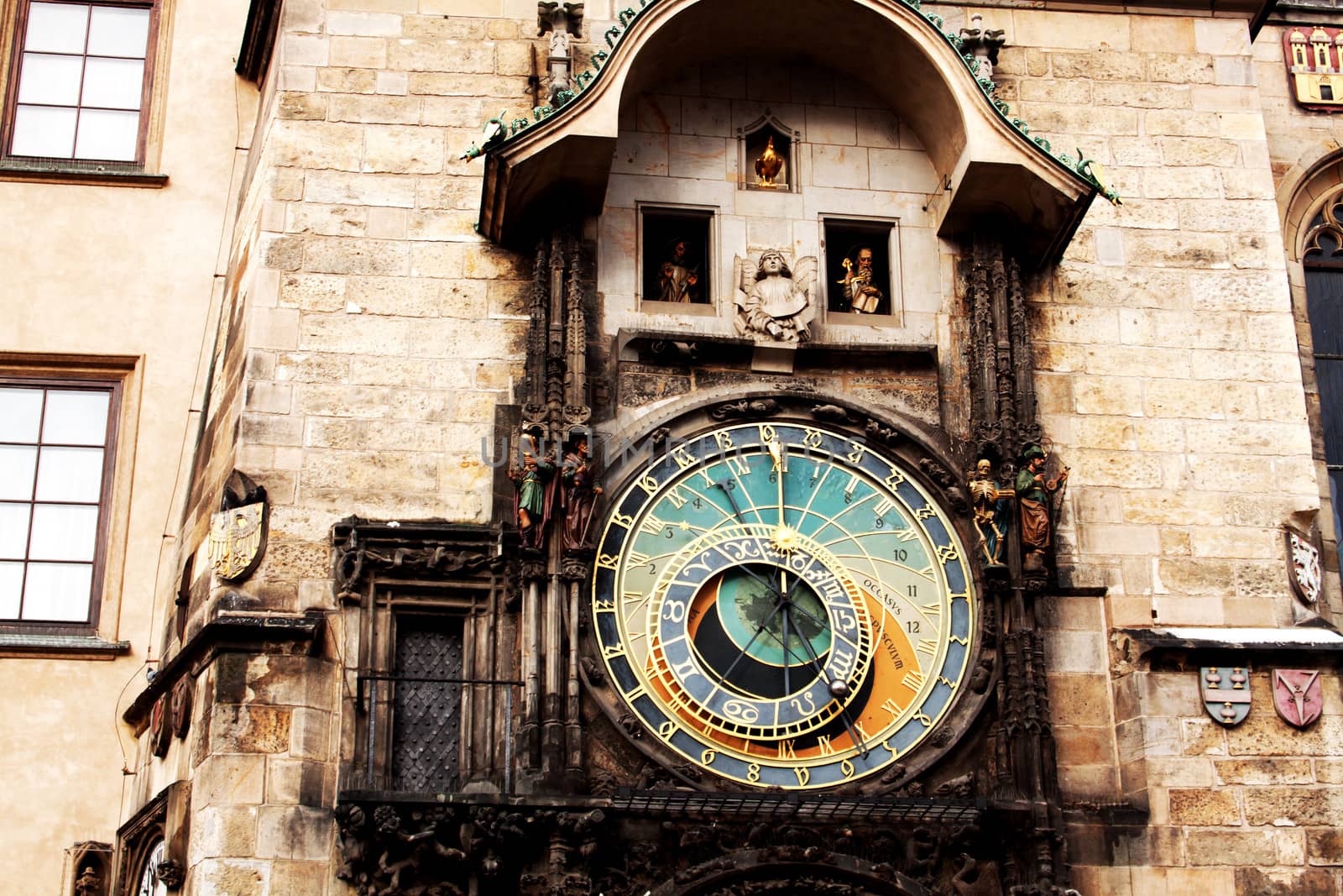 Famous astronomical clock at the Old Town square in Prague, Czech Republic, Europe